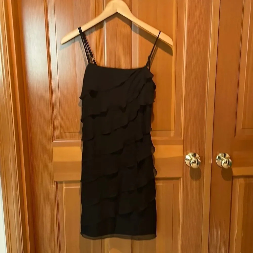 White house black market black ruffled strap dress